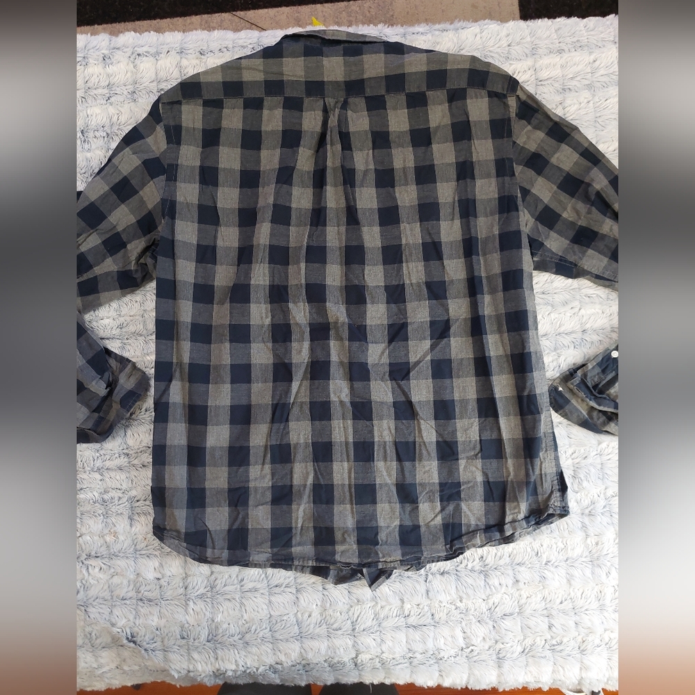 Old Navy Navy and Gray Plaid Shirt - Picture 2 of 3